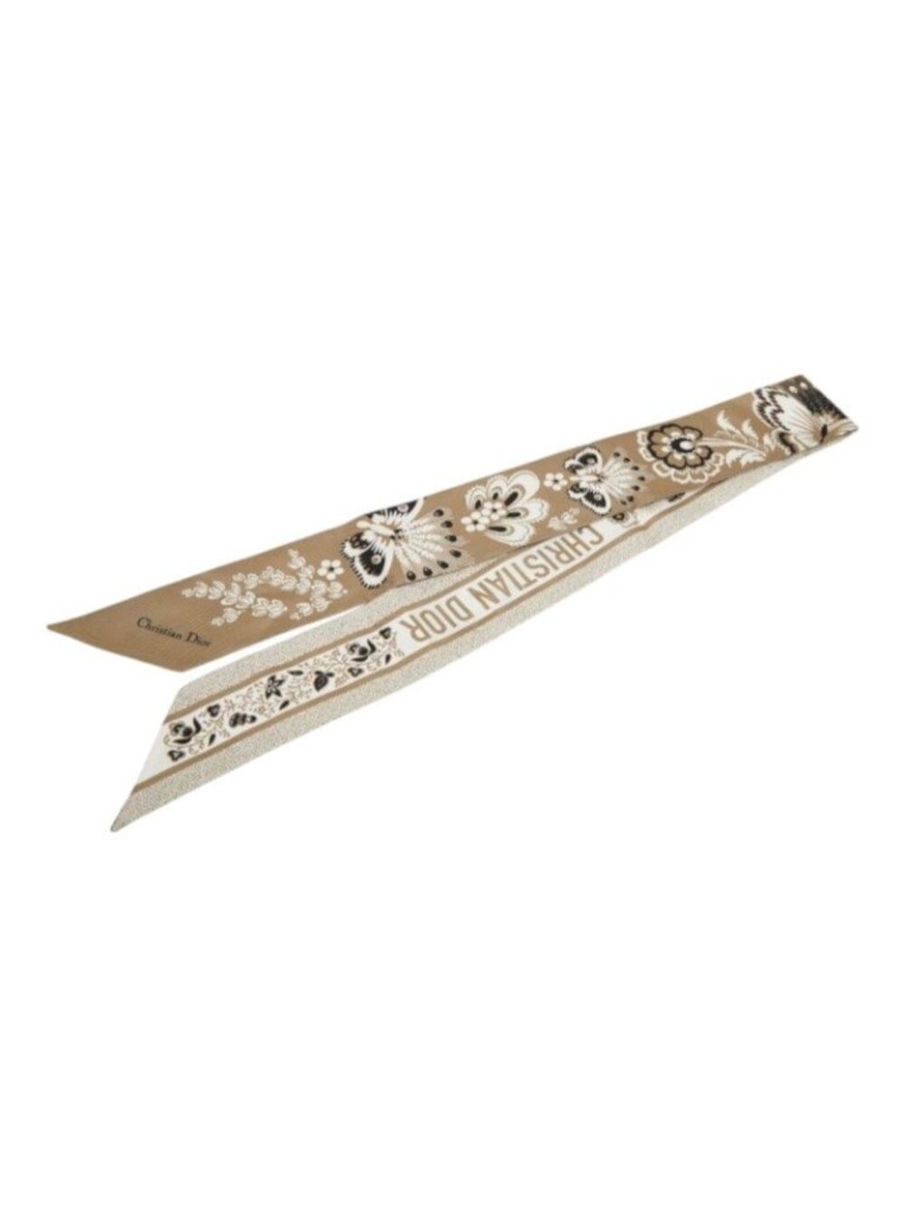 Dior Butterfly Print Mitzah Scarf Beige Multicolor Silk